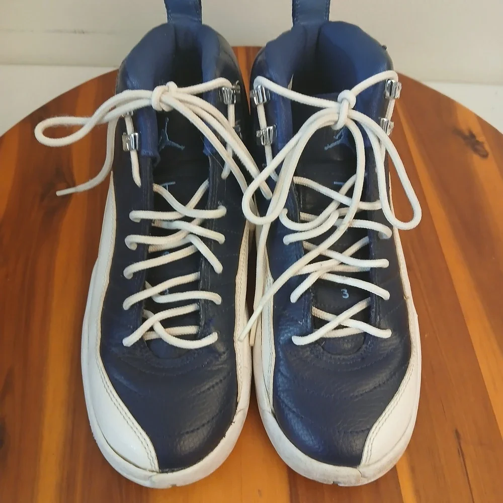Nike Air Jordan 12 Retro Obsidian Kids 4Y Blue White Shoes Sneakers 153265-410